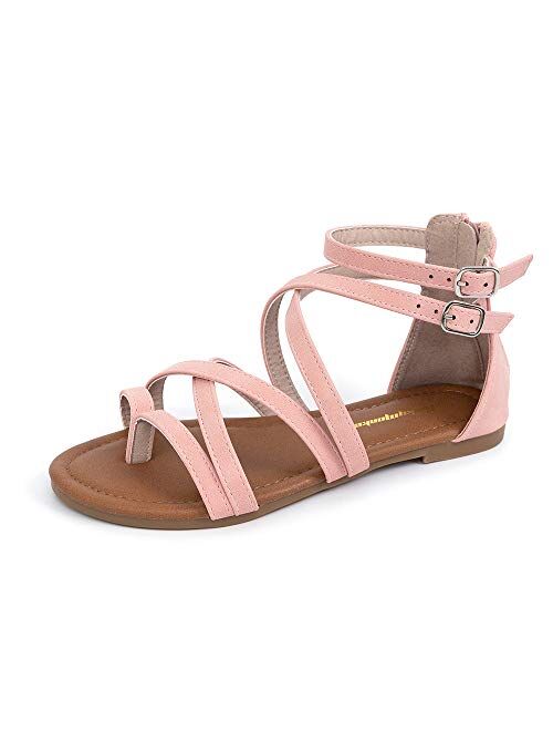 FUNKYMONKEY Girls Gladiator Strap Sandals Flat Fisherman Thong Cross Strappy Sandals