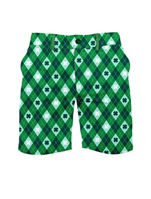 Tipsy Elves Men's Green St. Patrick's Day Shorts - Four Leaf Clover St. Paddy's Shorts