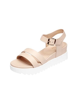 Womens Cute Ankle Strap Open Toe Comfortable Platform Wedge Sandals Shoes