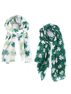 Green Shamrock St. Patrick's Day 2-Pack Scarf Set for Women