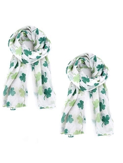 Green Shamrock St. Patrick's Day 2-Pack Scarf Set for Women