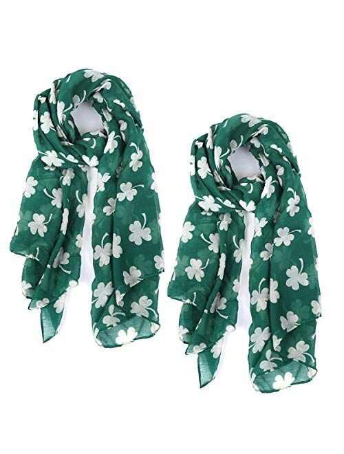 Green Shamrock St. Patrick's Day 2-Pack Scarf Set for Women