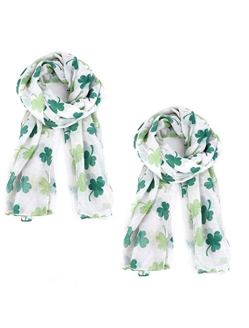 Green Shamrock St. Patrick's Day 2-Pack Scarf Set for Women