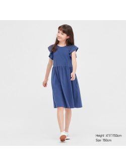 GIRLS SMOOTH COTTON FRILLED DRESS