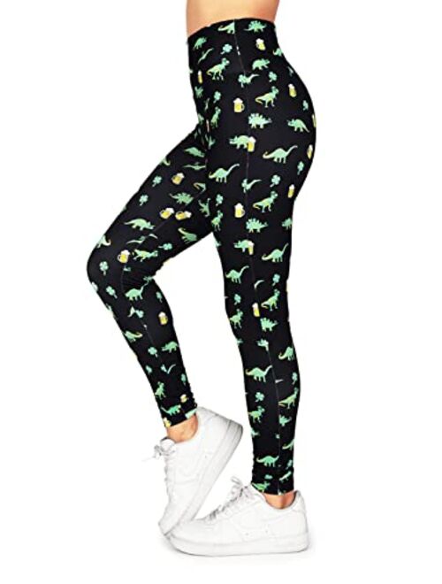 Tipsy Elves Fun St. Patrick's Day Leggings for Women for Parties and Festivals High Waisted and Low Waisted Styles