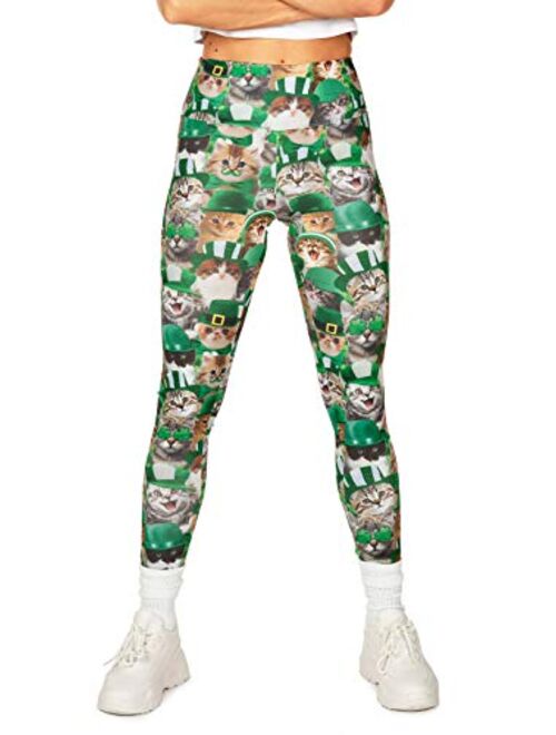 Tipsy Elves Fun St. Patrick's Day Leggings for Women for Parties and Festivals High Waisted and Low Waisted Styles