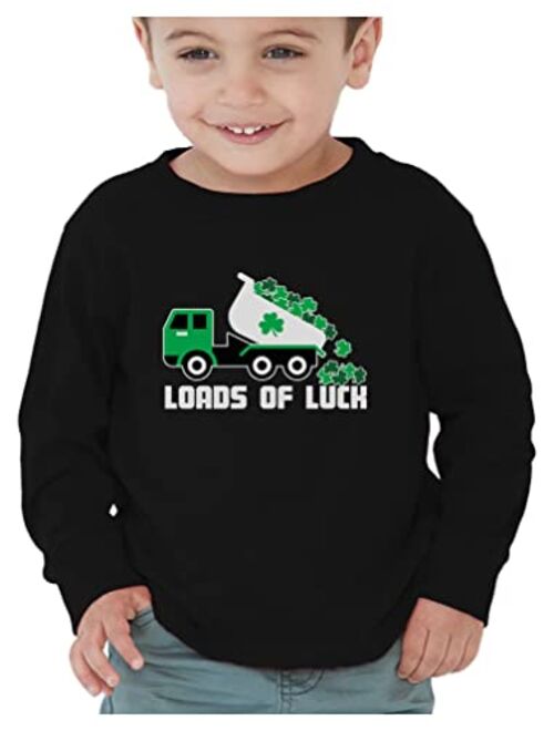 Tstars St Patricks Day Shirt Tractor Clover Toddler Kids Boys Long Sleeve T-Shirts