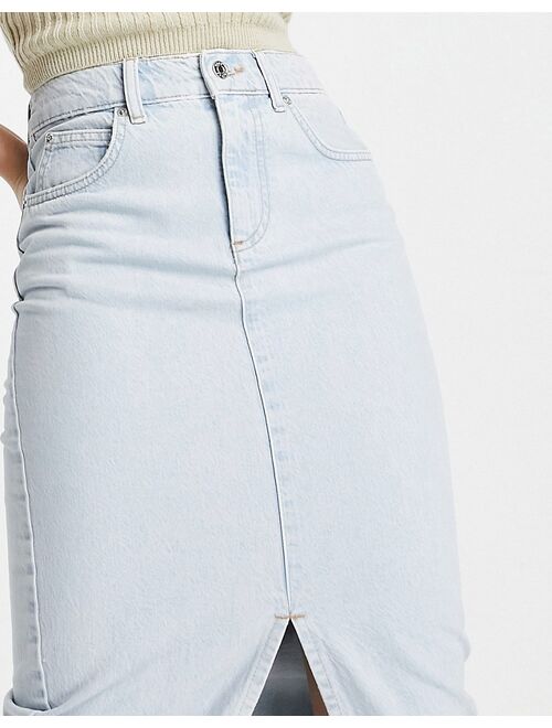 ASOS DESIGN organic denim 90's skirt in lightwash