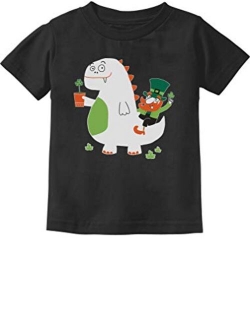 Tstars St Patricks Day Shirts Irish T-Rex Dinosaur Clover Outfit Toddler Kids T-Shirt