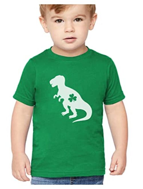 Tstars St Patricks Day Shirts Irish T-Rex Dinosaur Clover Outfit Toddler Kids T-Shirt