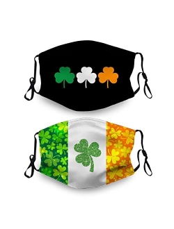 Kicoyuaz St.Patrick's Day Face Mask,Luck Shamrock Mask Reusable Washable Balaclavas with 4 Filters for Women Man Youth