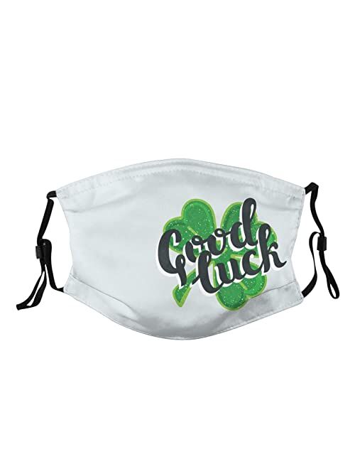 Auodonw St. Patrick's Day Face Mask With 2 Filters,Balaclavas Washable Shamrock Adjustable Reusable Bandana For Men Women