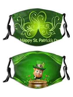 Viekucool Shamrock St Patricks Day-Face Mask with Filters, Washable Reusable Scarf Balaclava, for Women Men Adult Teens