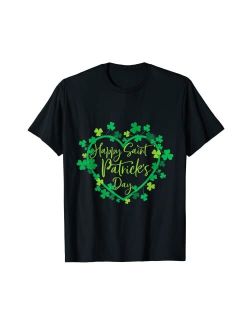 Unknown Cute Lucky Heart Shamrock Happy St Patricks Day Family Heart T-Shirt