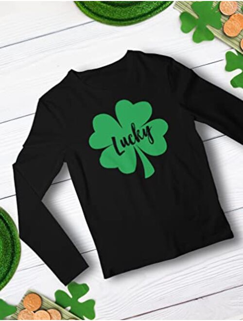 Tstars St. Patricks Day Shirt Irish Lucky Clover Toddler Boys Girls Long Sleeve T-Shirt