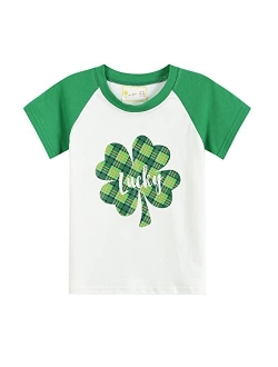 Ddsol Toddler Boys Girls T-Shirt St. Patrick's Day Shirt Shamrock Kids Irish Clover Tie Tee Tops