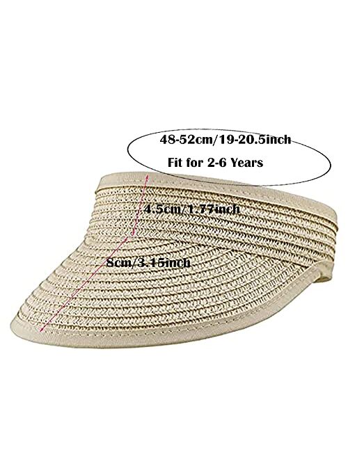 Inogih Sun-Visor-Hat for Kids Foldable Straw-Beach-Hat Baby-Girls Summer UPF 50+ Sun-Hat