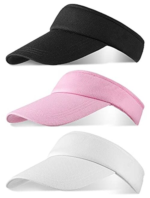 Geyoga 3 Pieces Kids Visors Sun Girl Toddler Visors Hat Long Brim Thicker Sweatband Adjustable Children Sports Cap