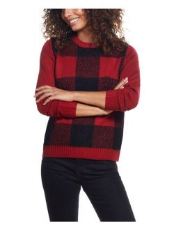 Women's Drop Shoulder Buffalo Crew Neck Sweater