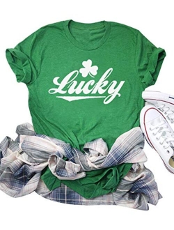 Umsuhu Lucky St. Patrick's Day Shirt Irish Green Lucky Clover Shamrock Shirts for Women St. Patrick's Day T Shirt