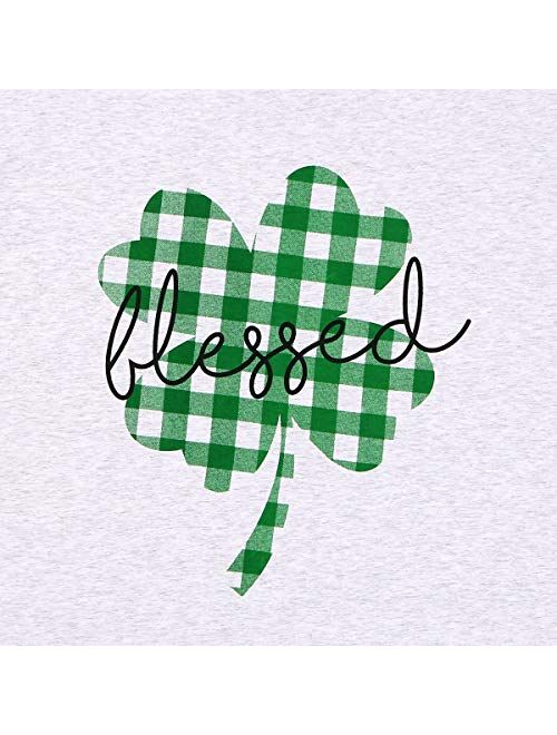 Blessed Clover T Shirt Women St. Patricks Day Plaid Shamrock Shirt 3/4 Sleeve Raglan Baseball Tee Top