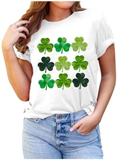 St. Patrick's Day Shirts for Women Shamrock T Shirt St. Paddys Day Lucky Green Clover Short Sleeve Tops