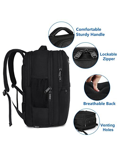 Travel Backpack, 40L Flight Approved Carry on Hand Luggage, MATEIN Water Resistant Anti-Theft Business Large Daypack Weekender Bag for 17 Inch Laptop, Black