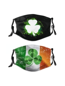 Tanksun Happy St. Patrick's Day Face Mask Washable, Reusable Adjustable Face Protection with 4 Filters