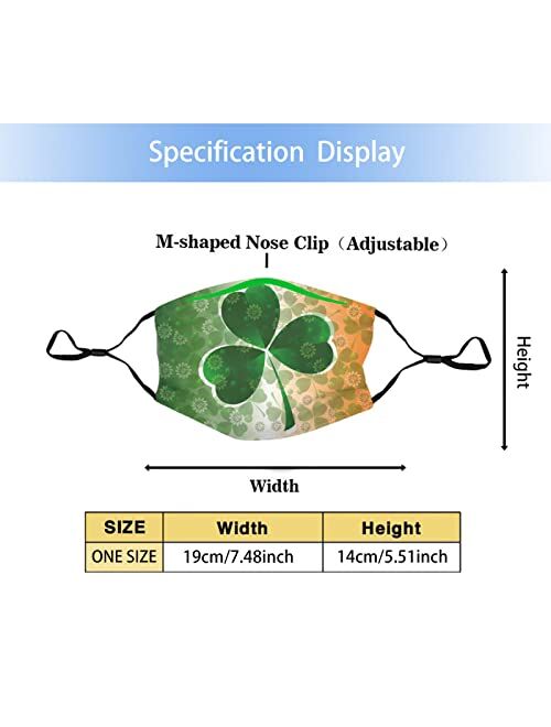 Tanksun Happy St. Patrick's Day Face Mask Washable, Reusable Adjustable Face Protection with 4 Filters