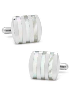 Stainless Steel Striped Mother of Pearl Cufflinks