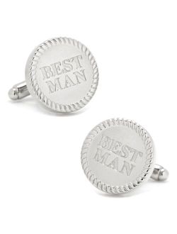 Silver tone plated base metal Best Man Cufflinks