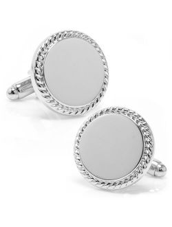 Ox and Bull Trading Co. Stainless Steel Rope Border Round Engravable Cufflinks