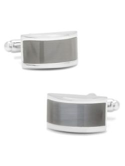 Grey Cat's Eye Plated Base Metal Bridged Cufflinks