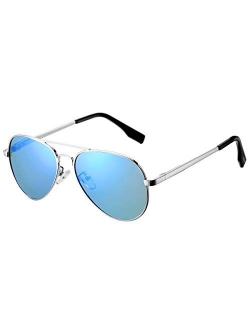 DeBuff Kids Polarized Aviator Sunglasses for Boys Girls Age 5-18, Adult Small Face 52MM