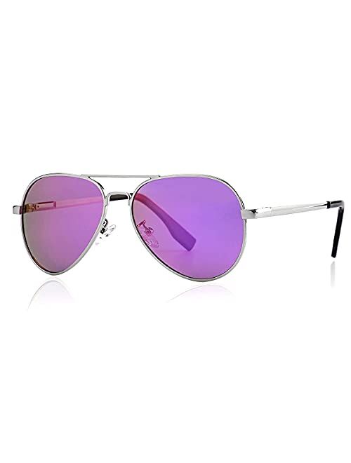 Gleyemor Kids Polarized Aviator Sunglasses for Little Girls Boys Juniors Teenagers, Two Sizes 50MM 52MM