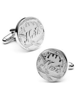 Edition NY Mets Silver tone plated base metal and enamel Cuff Links