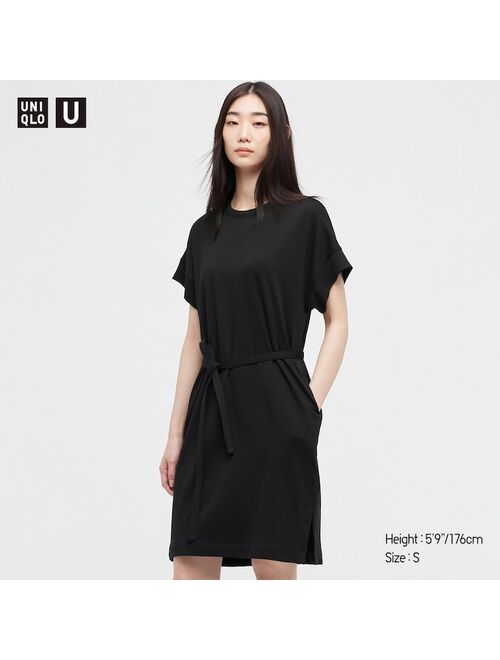 Uniqlo WOMEN U AIRism COTTON BELTED SHORT-SLEEVE DRESS