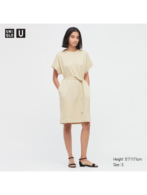 Uniqlo WOMEN U AIRism COTTON BELTED SHORT-SLEEVE DRESS