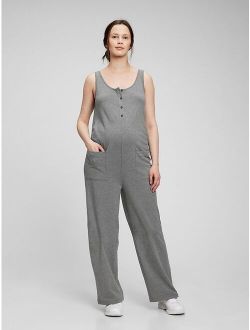 Maternity Knit Button-Front Jumpsuit