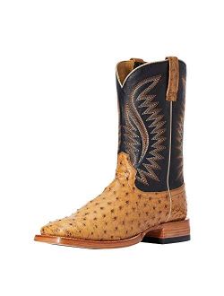 Men's Gallup Ostrich Western Boot Wide Square Toe