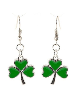 Soul Statement Shamrock Green Dangle Earrings: Green Clover Dangling Earrings for Women - St Patrick's Day Accessories