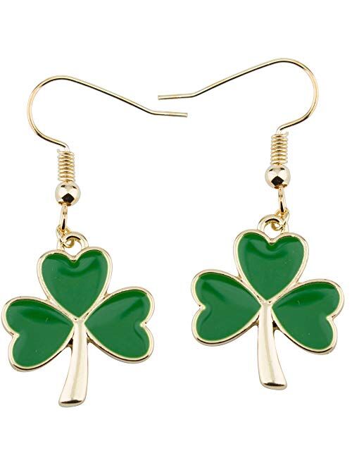 Soul Statement Shamrock Green Dangle Earrings: Green Clover Dangling Earrings for Women - St Patrick's Day Accessories