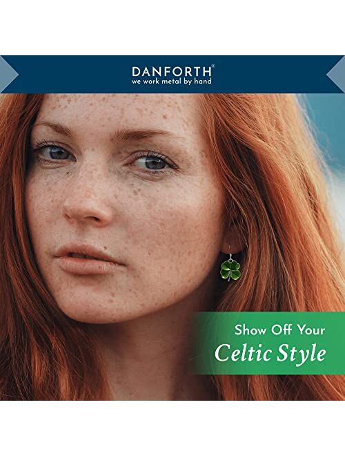 DANFORTH – Green Four Leaf Clover Earrings, Shamrock Dangle Earrings, Handcrafted Pewter 4 Leaf Clover Earrings For Women, ¾”, Made In USA