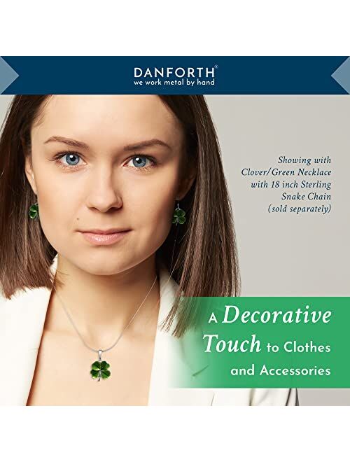 DANFORTH – Green Four Leaf Clover Earrings, Shamrock Dangle Earrings, Handcrafted Pewter 4 Leaf Clover Earrings For Women, ¾”, Made In USA