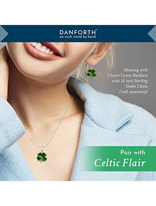 DANFORTH – Green Four Leaf Clover Earrings, Shamrock Dangle Earrings, Handcrafted Pewter 4 Leaf Clover Earrings For Women, ¾”, Made In USA