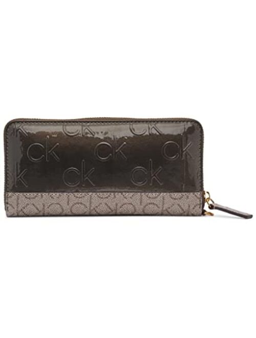 Calvin Klein Women's Key Item Saffiano Continental Zip Around Wallet with Wristlet Strap