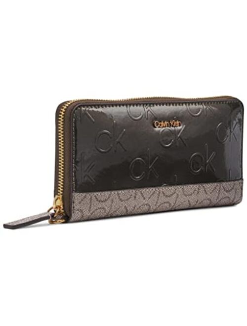 Calvin Klein Women's Key Item Saffiano Continental Zip Around Wallet with Wristlet Strap