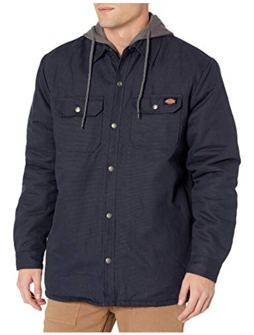 Dickies Men's Fleece Hooded Duck Shirt Jacket with Hydroshield