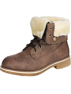 Women's Montreal Faux Fur Winter Combat Boots Ankle Bootie