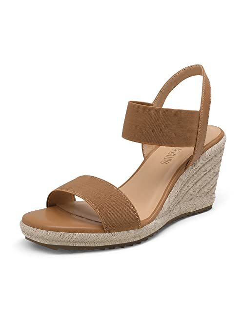 DREAM PAIRS Womens Open Toe Espadrilles Dressy Platform Sandals Slip on Elastic Ankle Strap Wedges Sandals